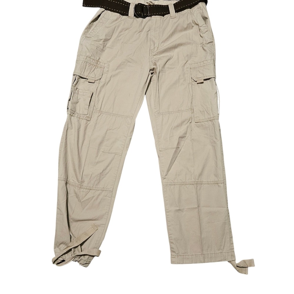 Roebuck & Co. Cargo Pants Ties At Bottom 36x30 Beige Wide Leg Lightweight  Y2K